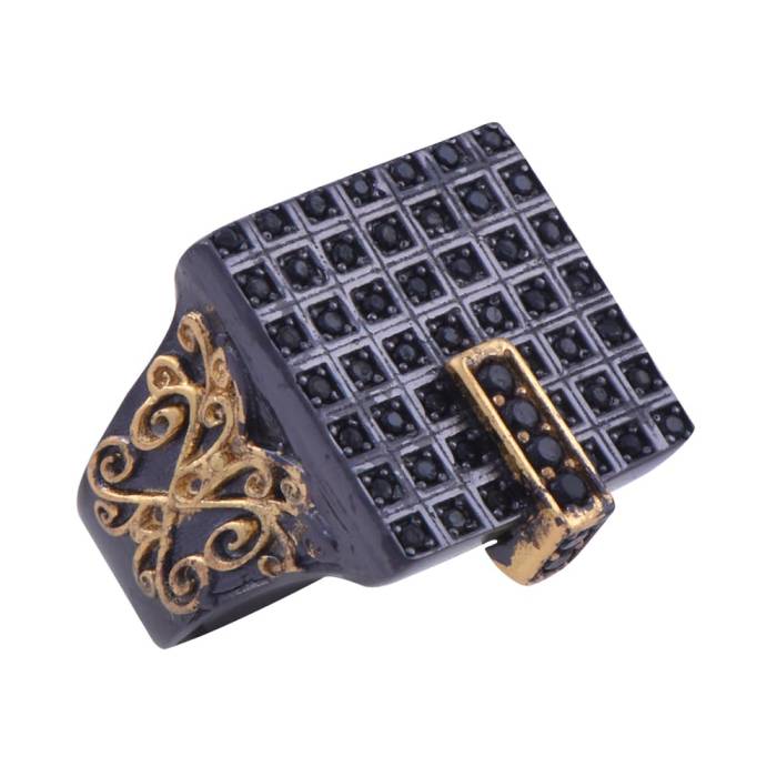 Men's Silver Ring with Black Micro Stone 13.2 gr