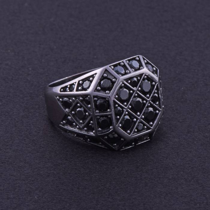 Men's Silver Ring with Black Stone 10.4 gr - 3