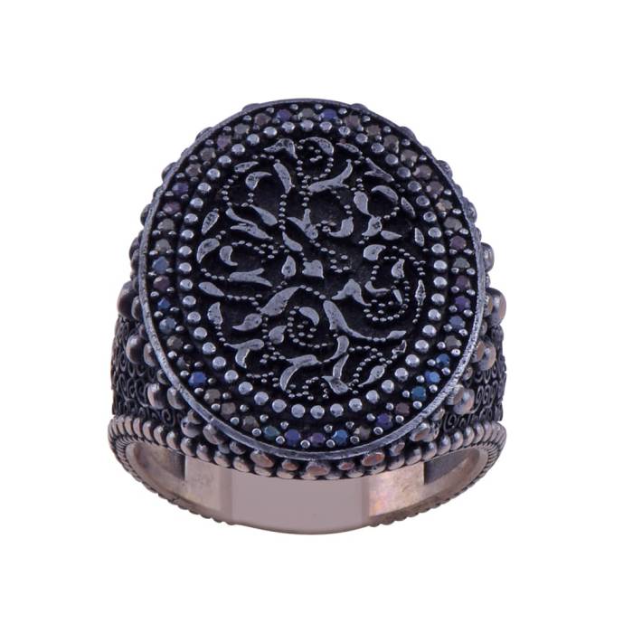 925 Sterling Silver Ring with Black Zircon Stone - 1