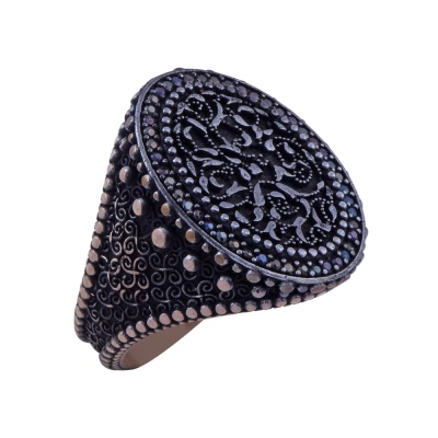 925 Sterling Silver Ring with Black Zircon Stone - 2