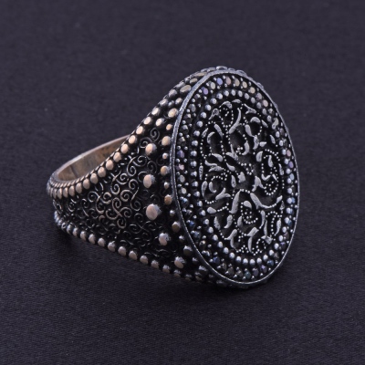 925 Sterling Silver Ring with Black Zircon Stone - 3