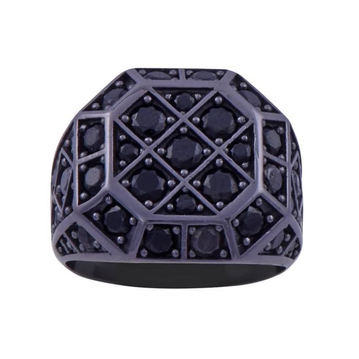 Men's Silver Ring with Black Zircon Stone 14.8 gr