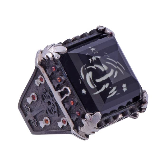 Men's Silver Ring with Black Zircon Stone 22.6 gr