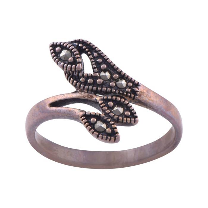 Marquise Silver Ring with Black Zircon Stone 3.2 Gr - 1