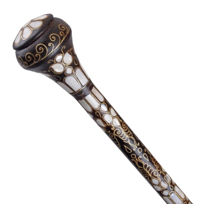 Special Filigree and Mother of Pearl Embroidered Knob Head Walking Stick No:1 - Thumbnail