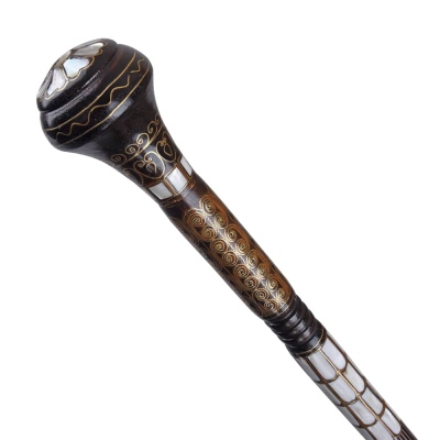 Special Filigree and Mother of Pearl Embroidered Knob Head Walking Stick No:2 - Thumbnail
