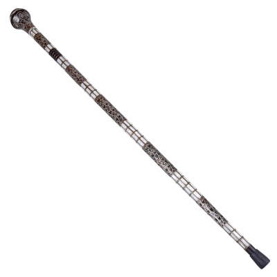 Special Filigree and Mother of Pearl Embroidered Knob Head Walking Stick No:3 - Thumbnail