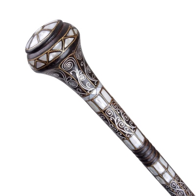 Special Filigree and Mother of Pearl Embroidered Knob Head Walking Stick No:3 - Thumbnail