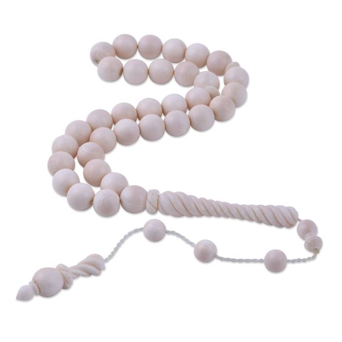 Sphere Cut Embroidered Ivory Rosary 41 Gr