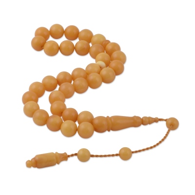 nusnus - Sphere Cut Natural Amber Drop Rosary 13.23 Gr
