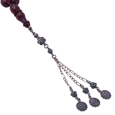 Spinning Amber Rosary 925 Sterling Silver Tasseled TBU46 - Thumbnail