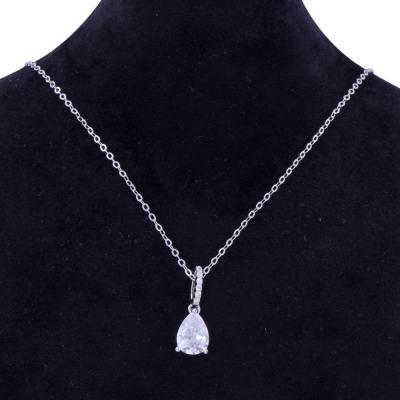 Single Stone Drop Silver Women's Necklace ZRK 2200 - Thumbnail