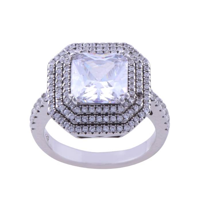 Single Stone Square Silver Ring 7.3 Gr