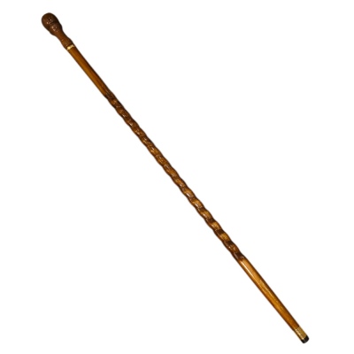 Topuz Başlı Gold Halkalı Kıvrımlı Kahverengi Baston No: 01 - nusnus