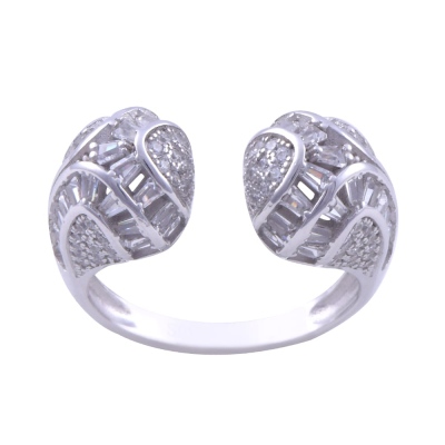 925 Sterling Silver Women's Silver Ring 5.4 gr - Thumbnail