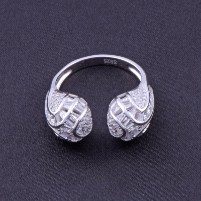 925 Sterling Silver Women's Silver Ring 5.4 gr - Thumbnail