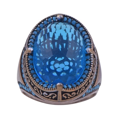 nusnus - 925 Sterling Silver Ring with Turquoise Facet Stone