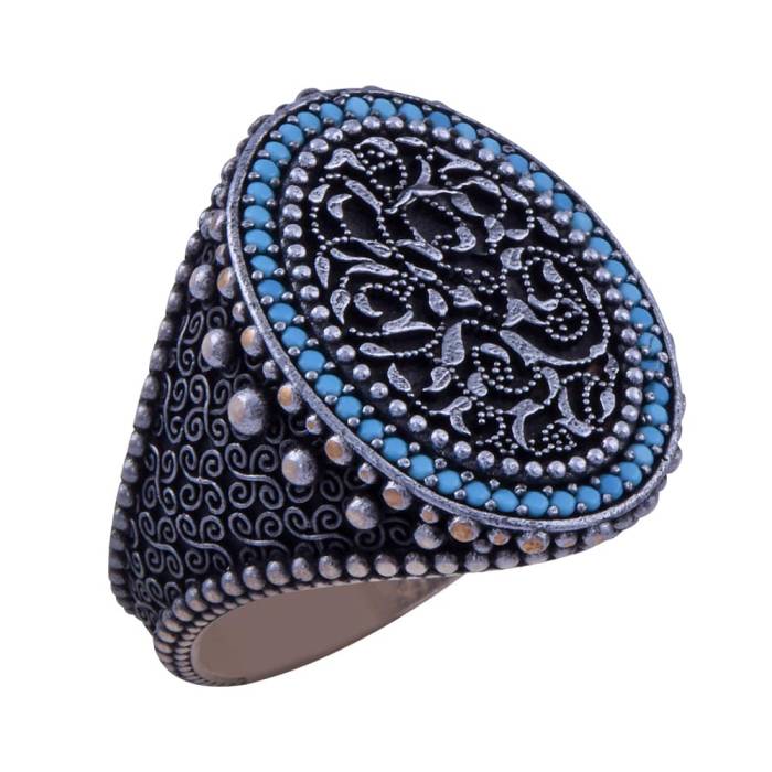 925 Sterling Silver Ring with Turquoise Zircon Stone