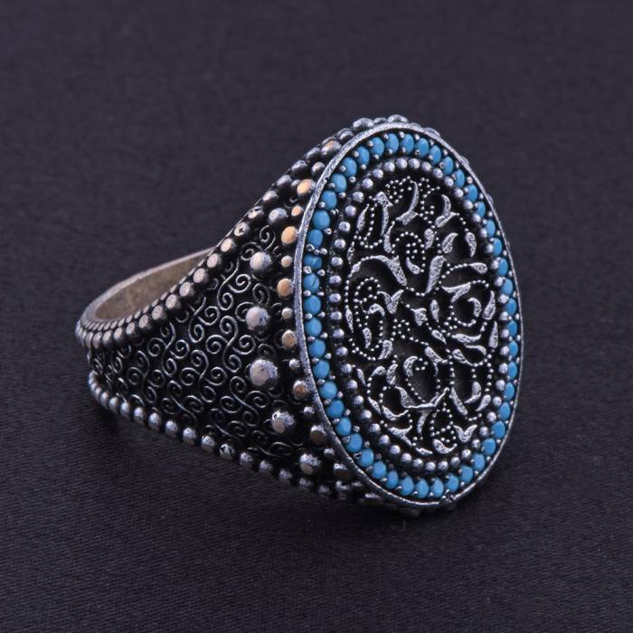 925 Sterling Silver Ring with Turquoise Zircon Stone