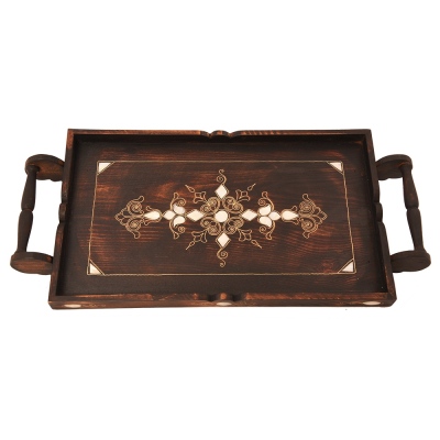 Wooden Tray Special Pearl Embroidered - Thumbnail